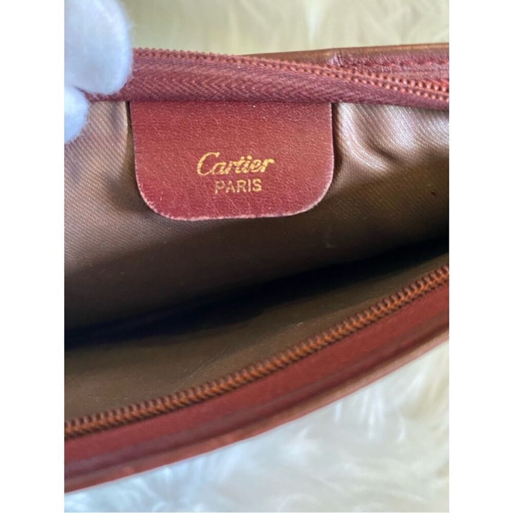 🛍️ Cartier Must de Cartier 21 Bordeaux Leather Clutch/Pouch Bag Circa 1990s - Picture 8 of 15